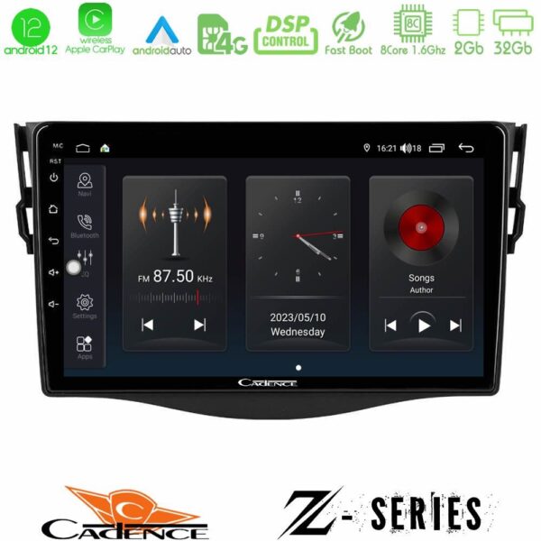 Cadence Z Series Toyota RAV4 8core Android12 2+32GB Navigation Multimedia Tablet 9"