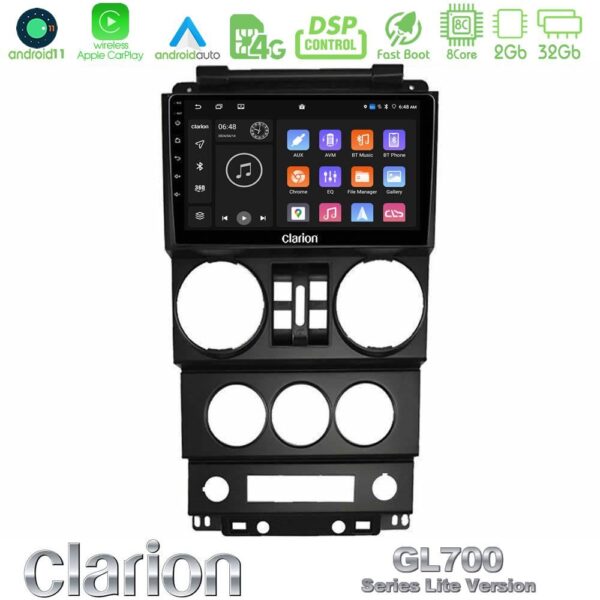 Clarion GL700 Lite Series 8Core Android11 2+32GB Jeep Wrangler 2008-2010 Navigation Multimedia Tablet 9" Με Carplay & Android Auto - Image 2