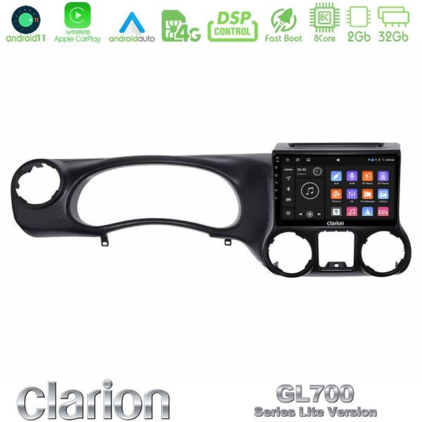 Clarion GL700 Lite Series 8Core Android11 2+32GB Jeep Wrangler 2011-2014 Navigation Multimedia Tablet 9" Με Carplay & Android Auto