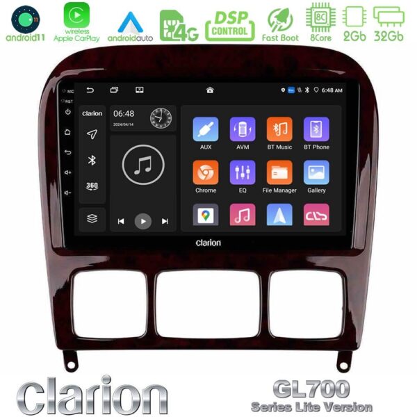 Clarion GL700 Lite Series 8Core Android11 2+32GB Mercedes S Class 1999-2004 (W220) Navigation Multimedia Tablet 9" Με Carplay & Android Auto - Image 2