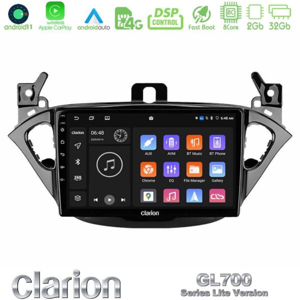 Clarion GL700 Lite Series 8Core Android11 2+32GB Opel Corsa E/Adam Navigation Multimedia Tablet 9" Με Carplay & Android Auto