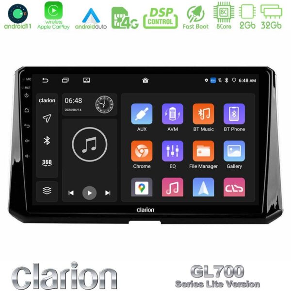 Clarion GL700 Lite Series 8Core Android11 2+32GB Toyota Corolla 2019-2022 Navigation Multimedia Tablet 9" Με Carplay & Android Auto