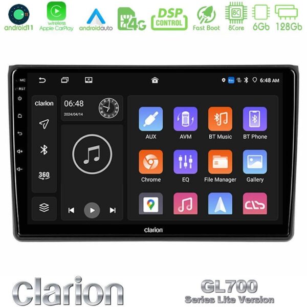 Clarion GL700 Lite Series 8Core Android11 6+128GB Audi A4 B7 Navigation Multimedia Tablet 9" Με Carplay & Android Auto