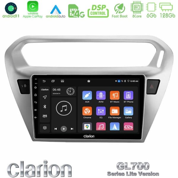 Clarion GL700 Lite Series 8Core Android11 6+128GB Citroen C-Elysee / Peugeot 301 Navigation Multimedia Tablet 9" Με Carplay & Android Auto