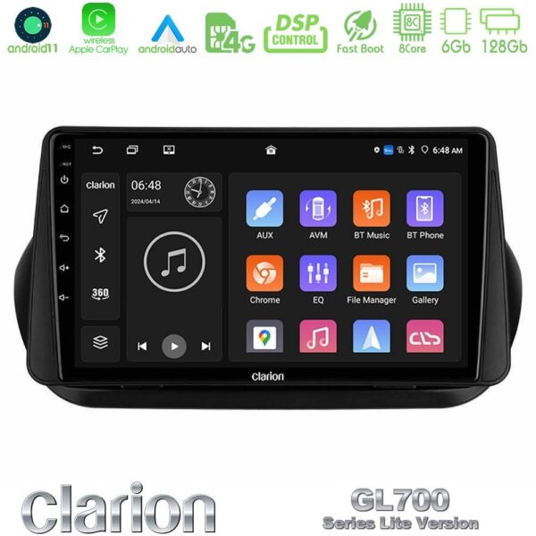Clarion GL700 Lite Series 8Core Android11 6+128GB Fiat Fiorino/Citroen Nemo/Peugeot Bipper Navigation Multimedia Tablet 9" Με Carplay & Android Auto