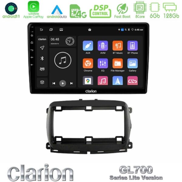 Clarion GL700 Lite Series 8Core Android11 6+128GB Fiat 500 2016> Navigation Multimedia Tablet 9" Με Carplay & Android Auto