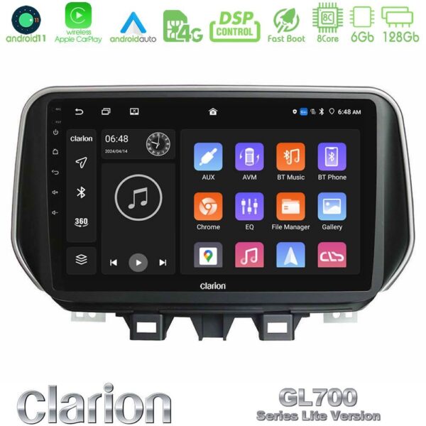 Clarion GL700 Lite Series 8Core Android11 6+128GB Hyundai Tucson 2019-> Navigation Multimedia Tablet 9" Με Carplay & Android Auto
