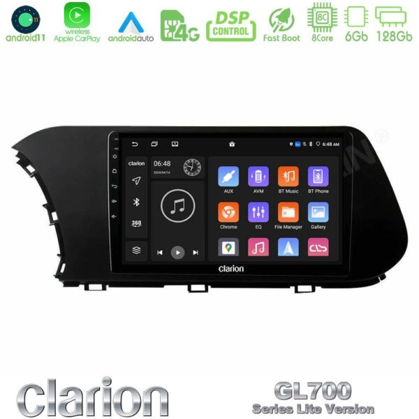 Clarion GL700 Lite Series 8Core Android11 6+128GB Hyundai i20 2021-2023 Navigation Multimedia Tablet 9" Με Carplay & Android Auto