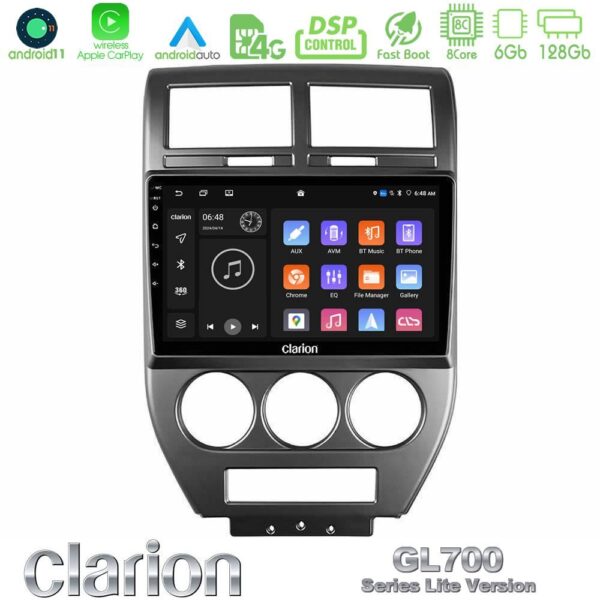 Clarion GL700 Lite Series 8Core Android11 6+128GB Jeep Compass/Patriot 2007-2008 Navigation Multimedia Tablet 10" Με Carplay & Android Auto