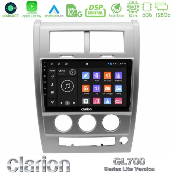 Clarion GL700 Lite Series 8Core Android11 6+128GB Jeep Cherokee (KK) 2008-2012 Navigation Multimedia Tablet 10" Με Carplay & Android Auto