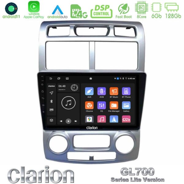 Clarion GL700 Lite Series 8Core Android11 6+128GB Kia Sportage 2005-2008 Navigation Multimedia Tablet 9"″ Με Carplay & Android Auto