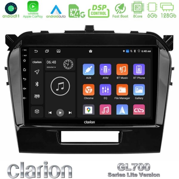 Clarion GL700 Lite Series 8Core Android11 6+128GB Suzuki Vitara 2015-2021 Navigation Multimedia Tablet 9" Με Carplay & Android Auto