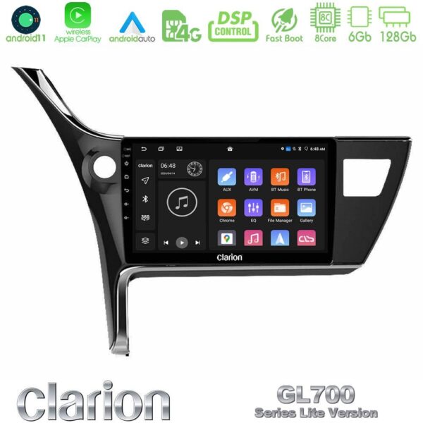 Clarion GL700 Lite Series 8Core Android11 6+128GB Toyota Corolla 2017-2018 Navigation Multimedia Tablet 10" Με Carplay & Android Auto