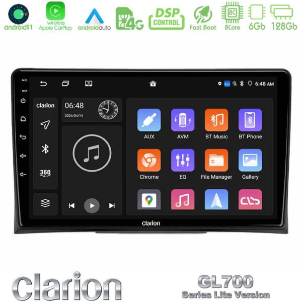 Clarion GL700 Lite Series 8Core Android11 6+128GB VW Transporter 2003-2015 Navigation Multimedia Tablet 9" Με Carplay & Android Auto
