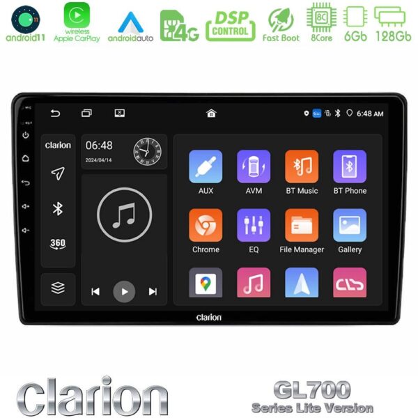 Clarion GL700 Lite Series 8Core Android11 6+128GB Ford Transit/Tourneo Custom 2019-2024 Navigation Multimedia Tablet 9" Με Carplay & Android Auto