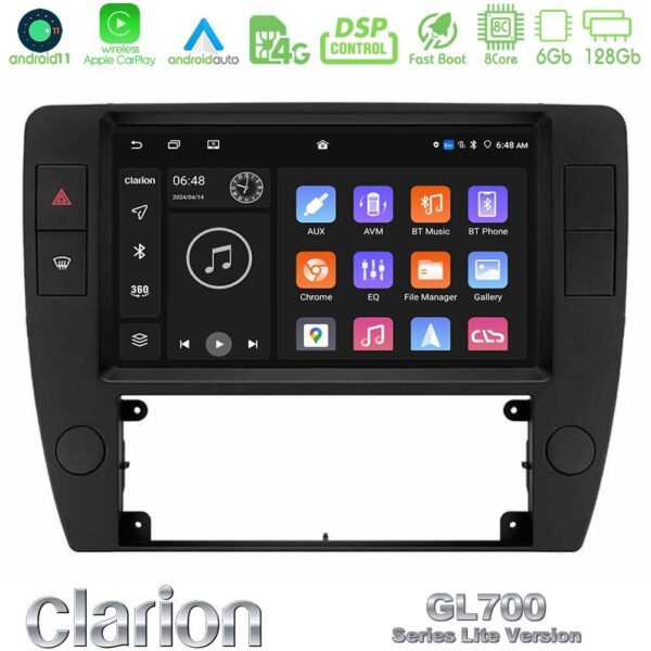 Clarion GL700 Lite Series 8Core Android11 6+128GB VW Passat B5 2001-2005 Navigation Multimedia Tablet 9" Με Carplay & Android Auto
