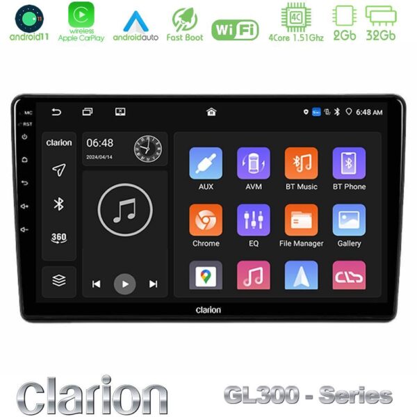 Clarion GL300 Series 4Core Android11 2+32GB Peugeot Partner / Citroen Berlingo 2008-2018 Navigation Multimedia Tablet 9" Με Carplay & Android Auto