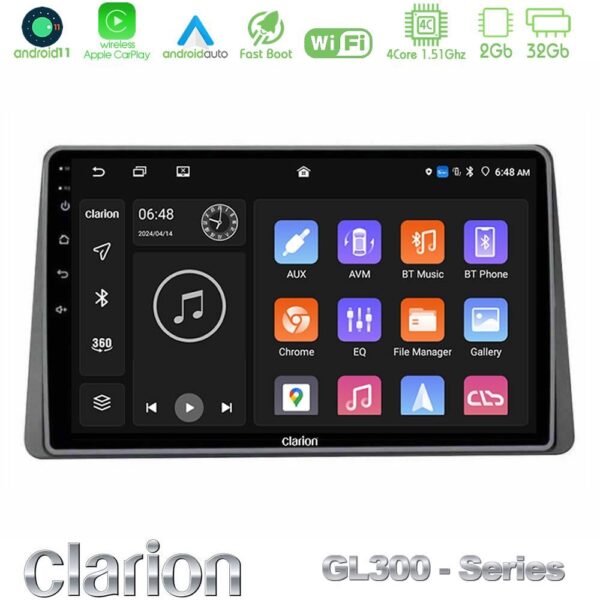 Clarion GL300 Series Renault Arkana 2019-> 4Core Android11 2+32GB Navigation Multimedia Tablet 9″ Με Carplay & Android Auto