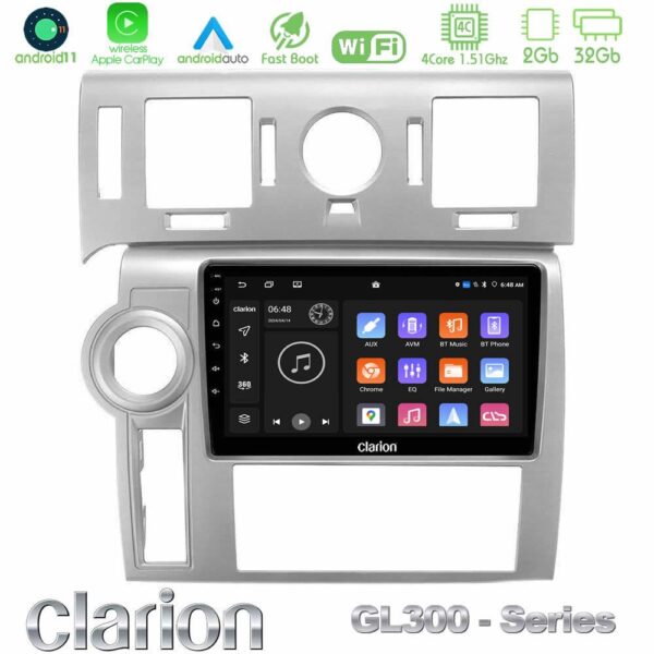 Clarion GL300 Series 4Core Android11 2+32GB Hummer H2 2008-2009 Navigation Multimedia Tablet 9" Με Carplay & Android Auto