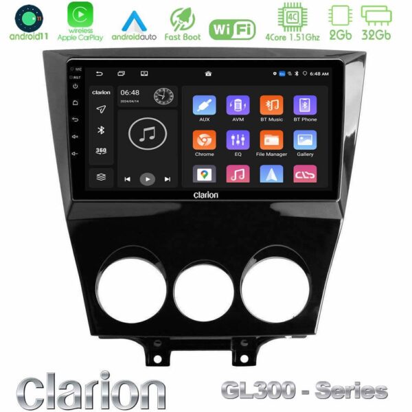 Clarion GL300 Series 4Core Android11 2+32GB Mazda RX8 2008-2012 Navigation Multimedia Tablet 9" Με Carplay & Android Auto