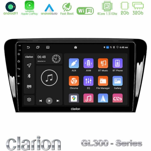 Clarion GL300 Series 4Core Android11 2+32GB Skoda Octavia 7 Navigation Multimedia Tablet 10" Με Carplay & Android Auto