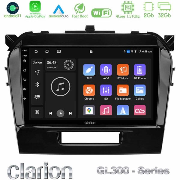 Clarion GL300 Series 4Core Android11 2+32GB Suzuki Vitara 2015-2021 Navigation Multimedia Tablet 9" Με Carplay & Android Auto