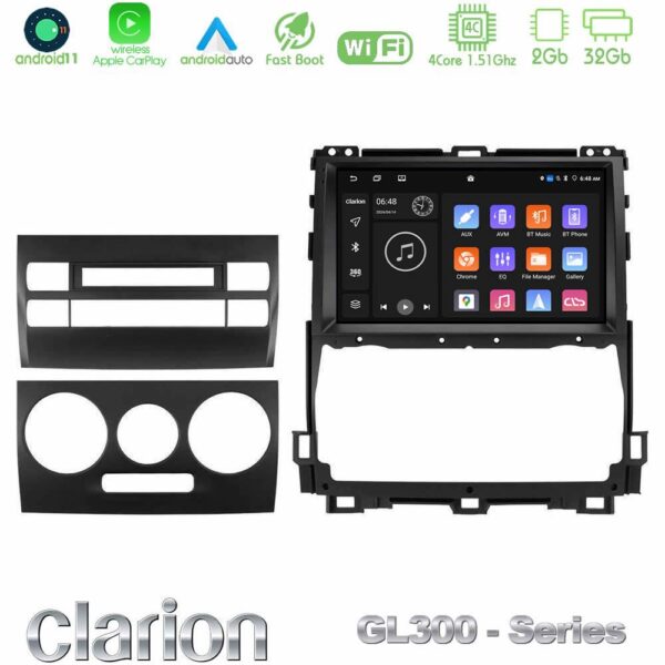 Clarion GL300 Series 4Core Android11 2+32GB Toyota Land Cruiser J120 2002-2009 Navigation Multimedia Tablet 9" Με Carplay & Android Auto