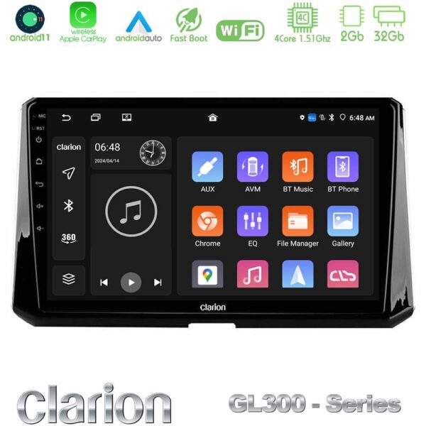 Clarion GL300 Series 4Core Android11 2+32GB Toyota Corolla 2019-2022 Navigation Multimedia Tablet 9" Με Carplay & Android Auto