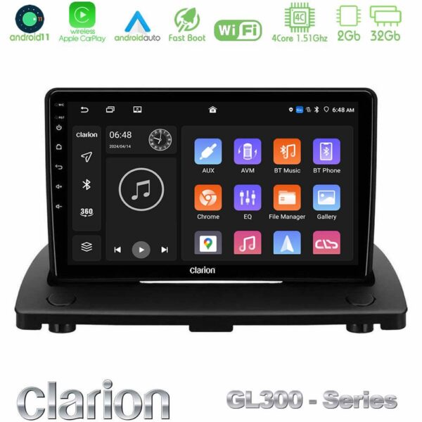 Clarion GL300 Series 4Core Android11 2+32GB Volvo XC90 2006-2014 Navigation Multimedia Tablet 9" Με Carplay & Android Auto