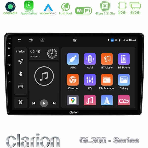 Clarion GL300 Series 4Core Android11 2+32GB Toyota Yaris 1999 – 2006 Navigation Multimedia Tablet 9" Με Carplay & Android Auto