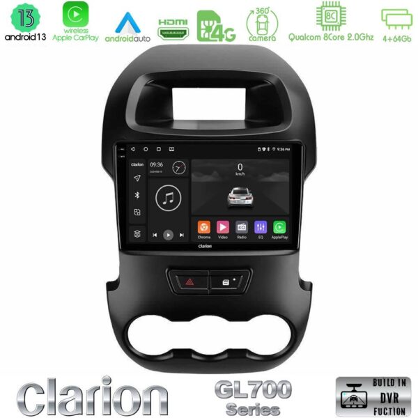 Clarion GL700 Series 8Core Android13 4+64GB Ford Ranger 2012-2016 Navigation Multimedia Tablet 9" Με Carplay & Android Auto - Image 2