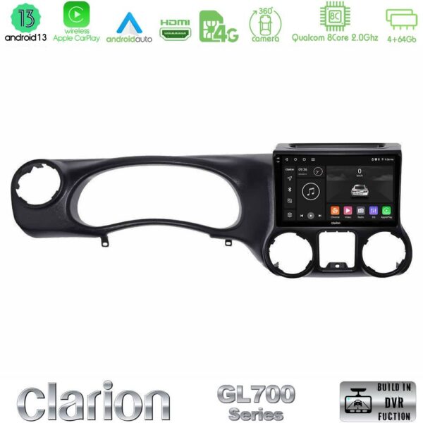 Clarion GL700 Series 8Core Android13 4+64GB Jeep Wrangler 2011-2014 Navigation Multimedia Tablet 9" Με Carplay & Android Auto