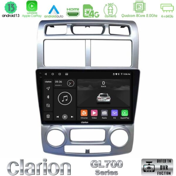 Clarion GL700 Series 8Core Android13 4+64GB Kia Sportage 2005-2008 Navigation Multimedia Tablet 9"″ Με Carplay & Android Auto
