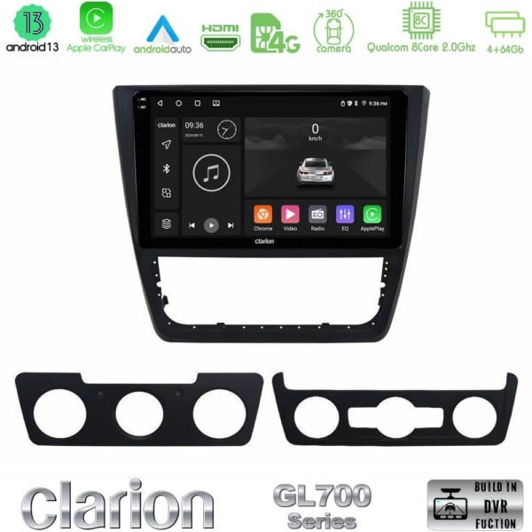 Clarion GL700 Series 8Core Android13 4+64GB Skoda Yeti 2009-> Navigation Multimedia Tablet 10" Με Carplay & Android Auto