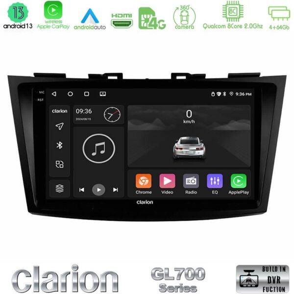 Clarion GL700 Series 8Core Android13 4+64GB Suzuki Swift 2011-2016 Navigation Multimedia Tablet 9" Με Carplay & Android Auto