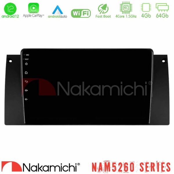 Nakamichi NAM5260 Series 4Core Android12 4+64GB BMW 5 Series (E39) / X5 (E53) Navigation Multimedia Tablet 9" Με Carplay & Android Auto