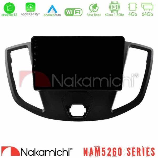 Nakamichi NAM5260 Series 4Core Android12 4+64GB Ford Transit 2014-> Navigation Multimedia Tablet 9" Με Carplay & Android Auto