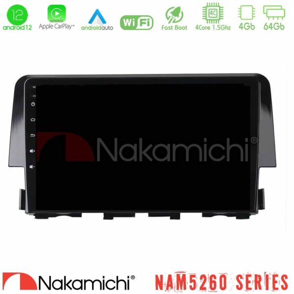 Nakamichi NAM5260 Series 4Core Android12 4+64GB Honda Civic 2016-2020 Navigation Multimedia Tablet 9" Με Carplay & Android Auto