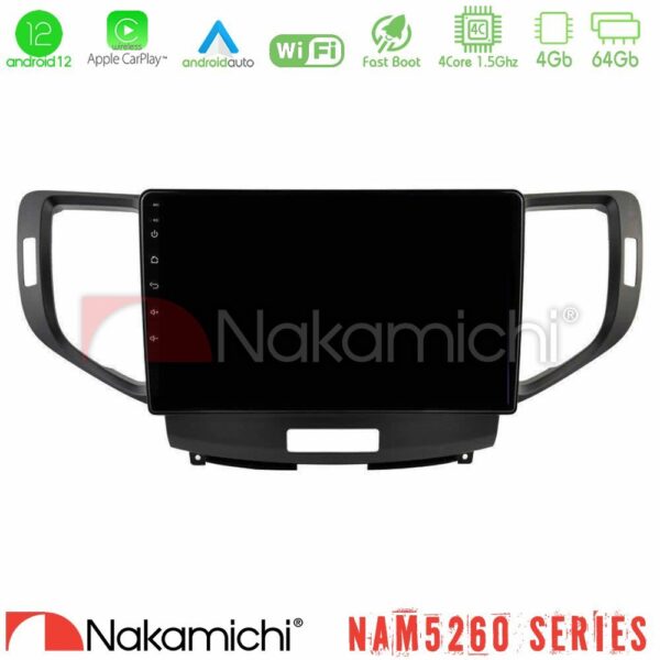 Nakamichi NAM5260 Series 4Core Android12 4+64GB Honda Accord 2008-2015 Navigation Multimedia Tablet 9" Με Carplay & Android Auto