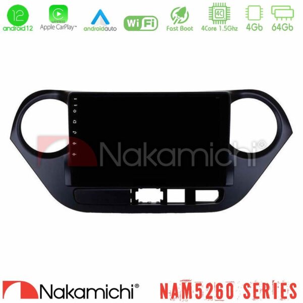 Nakamichi NAM5260 Series 4Core Android12 4+64GB Hyundai i10 2014-2020 Navigation Multimedia Tablet 9" Με Carplay & Android Auto