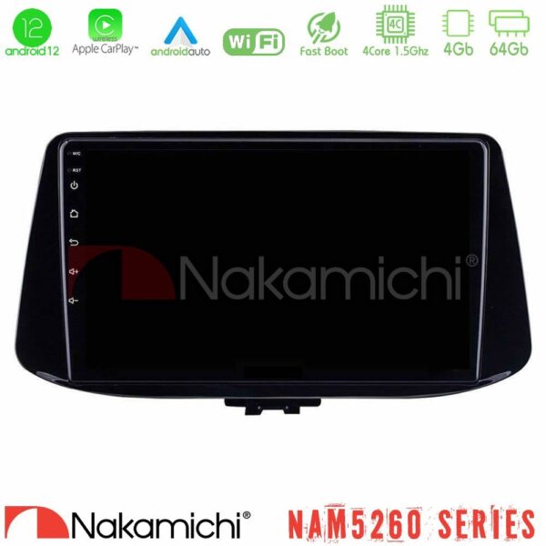 Nakamichi NAM5260 Series 4Core Android12 4+64GB Hyundai i30 Navigation Multimedia Tablet 9" Με Carplay & Android Auto