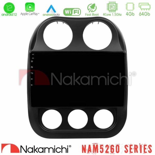Nakamichi NAM5260 Series 4Core Android12 4+64GB Jeep Compass 2012-2016 Navigation Multimedia Tablet 10" Με Carplay & Android Auto