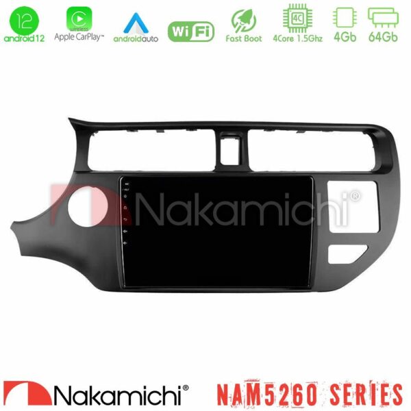 Nakamichi NAM5260 Series 4Core Android12 4+64GB Kia Rio 2011-2015 Navigation Multimedia Tablet 9" Με Carplay & Android Auto