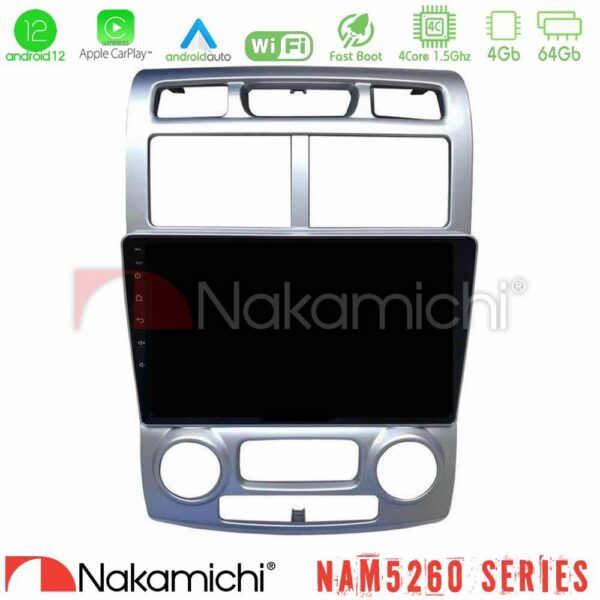 Nakamichi NAM5260 Series 4Core Android12 4+64GB Kia Sportage 2005-2008 Navigation Multimedia Tablet 9"″ Με Carplay & Android Auto