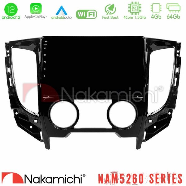 Nakamichi NAM5260 Series 4Core Android12 4+64GB Mitsubishi L200 2016-> & Fiat Fullback (Manual A/C) Navigation Multimedia Tablet 9" Με Carplay & Android Auto