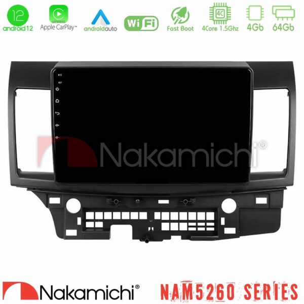 Nakamichi NAM5260 Series 4Core Android12 4+64GB Mitsubishi Lancer 2008 – 2015 Navigation Multimedia Tablet 10" Με Carplay & Android Auto