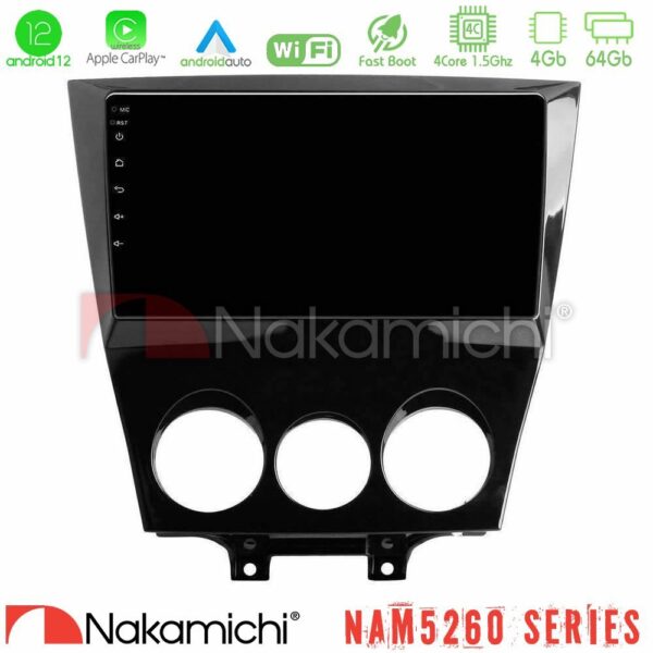 Nakamichi NAM5260 Series 4Core Android12 4+64GB Mazda RX8 2008-2012 Navigation Multimedia Tablet 9" Με Carplay & Android Auto