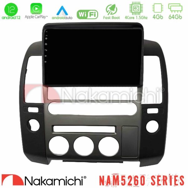 Nakamichi NAM5260 Series 4Core Android12 4+64GB Nissan Navara D40 2006-2012 (με εργ.οθόνη) Navigation Multimedia Tablet 9" Με Carplay & Android Auto