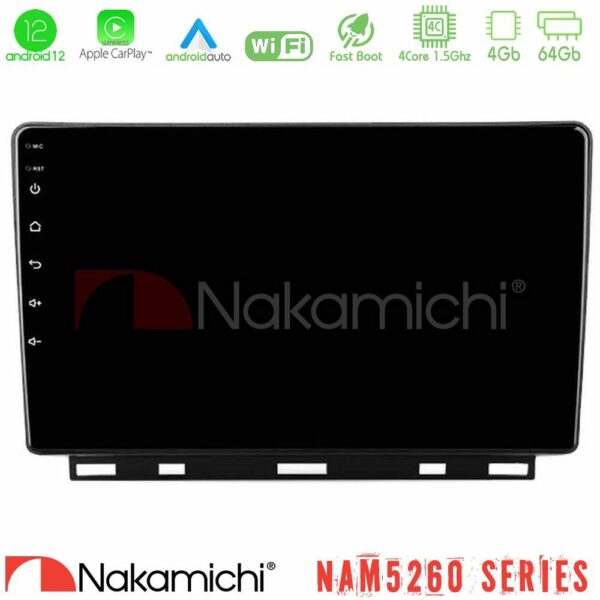Nakamichi NAM5260 Series 4Core Android12 4+64GB Renault Clio 5 2020-2024 Navigation Multimedia Tablet 9" Με Carplay & Android Auto