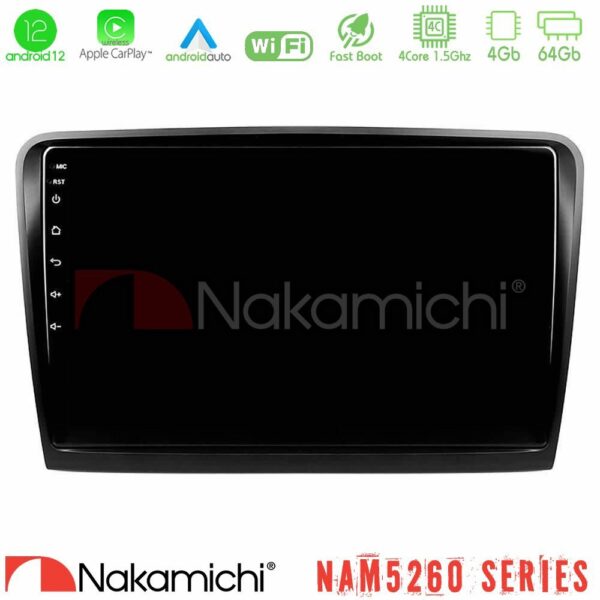 Nakamichi NAM5260 Series 4Core Android12 4+64GB Skoda Superb 2008-2015 Navigation Multimedia Tablet 10" Με Carplay & Android Auto